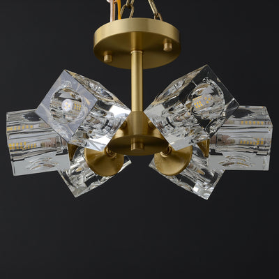 6-Lights Crystal Square Round Chandelier