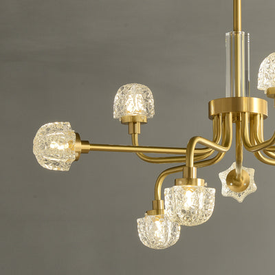 9 Lights Full Copper Crystal Chandelier