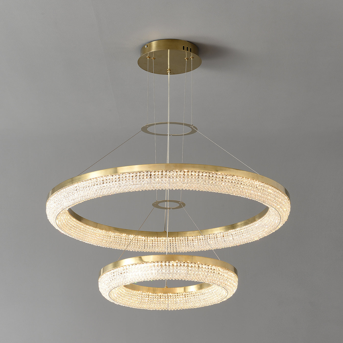 D32'' Double Crystal Ring Chandelier