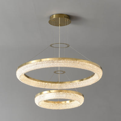 D32'' Double Crystal Ring Chandelier