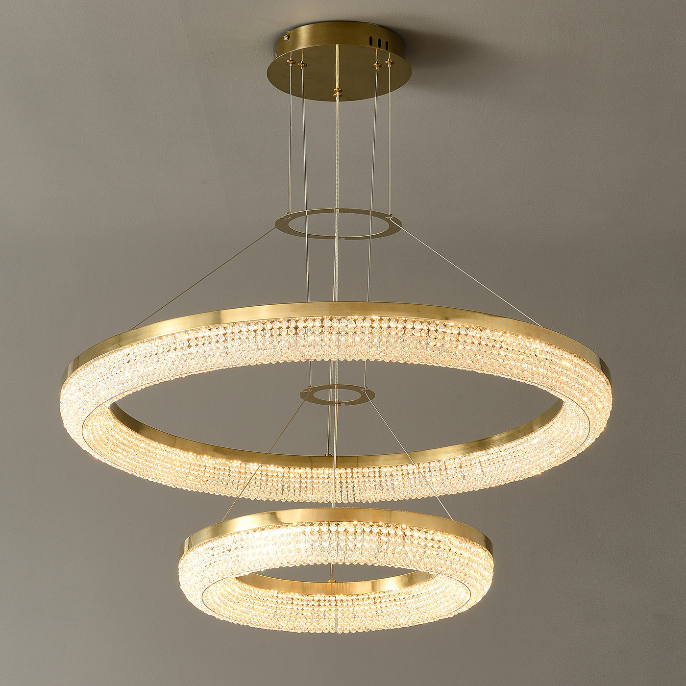 D32'' Double Crystal Ring Chandelier