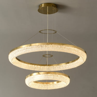 D32'' Double Crystal Ring Chandelier