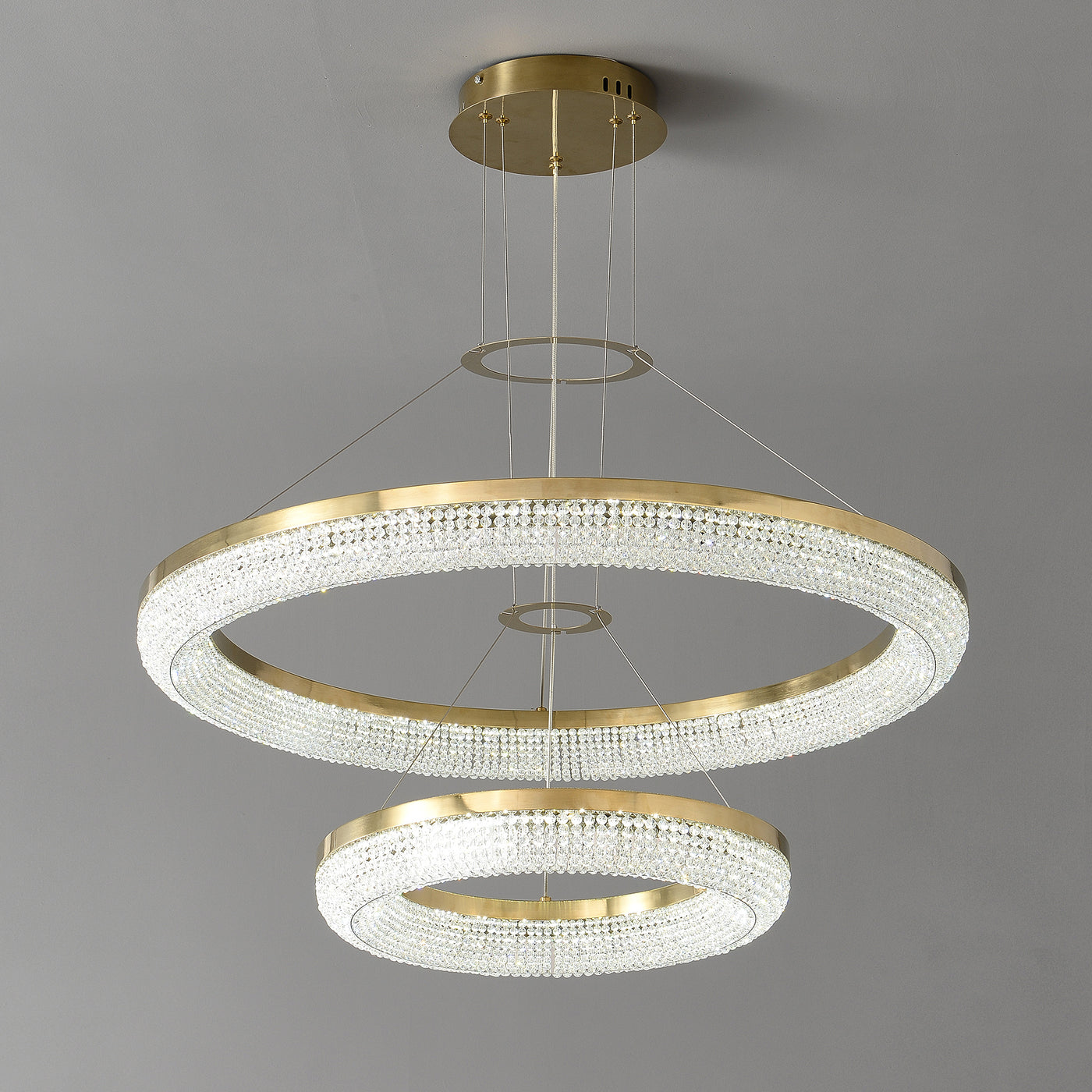 D32'' Double Crystal Ring Chandelier