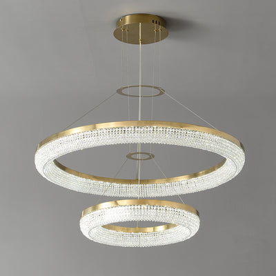 D32'' Double Crystal Ring Chandelier