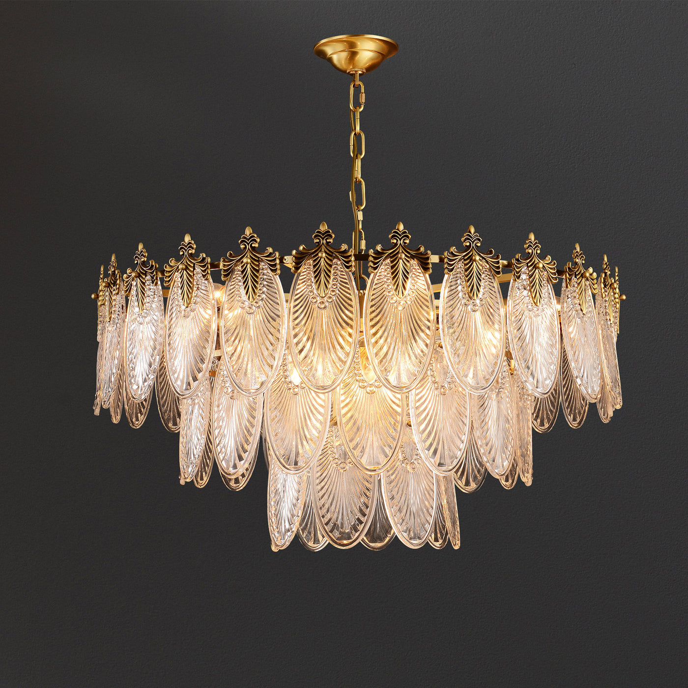 Transparent Glass Three-tier Chandelier