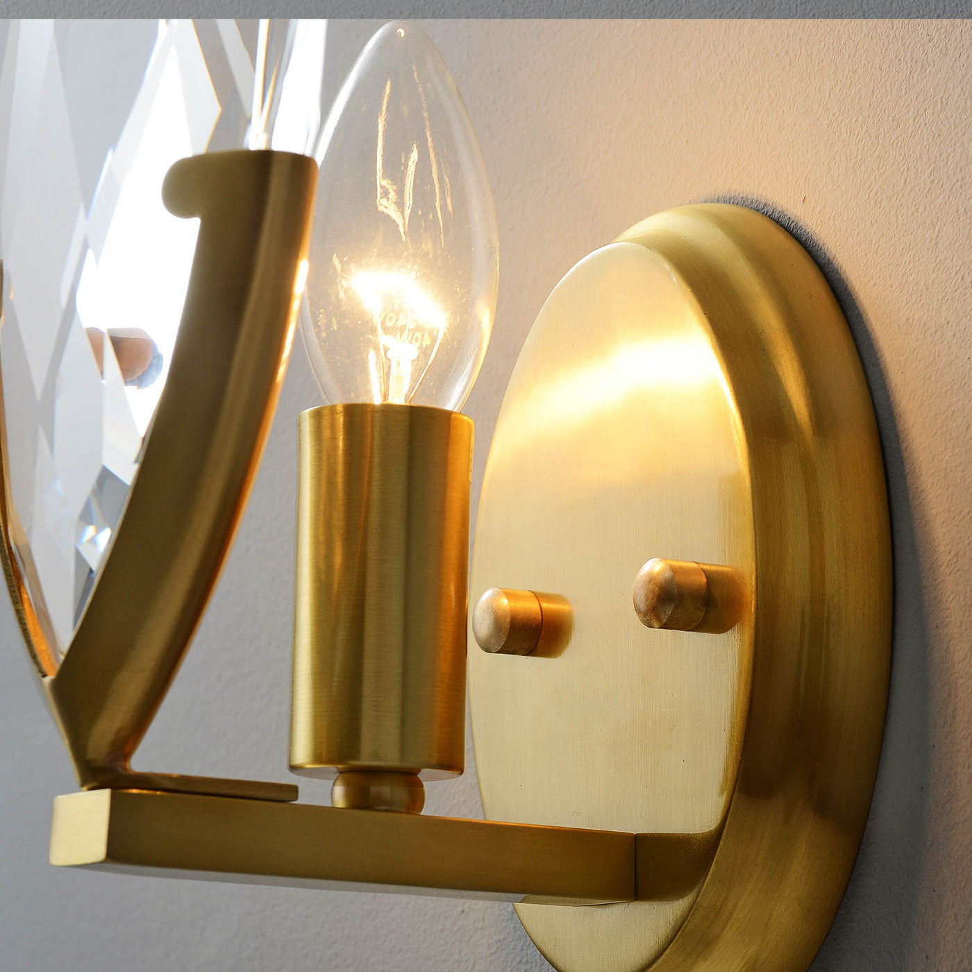 Leaf Brass Crystal Wall Sconce