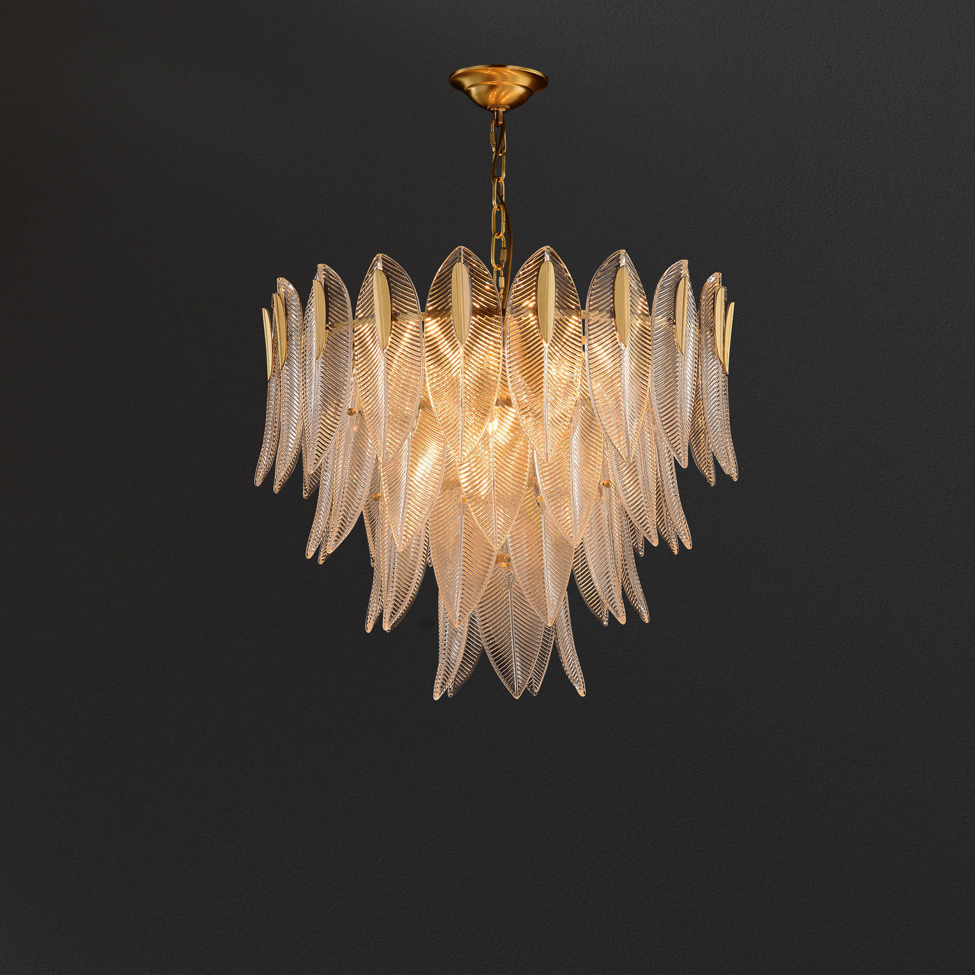 Transparent Leaves Glass Four-tier Chandelier