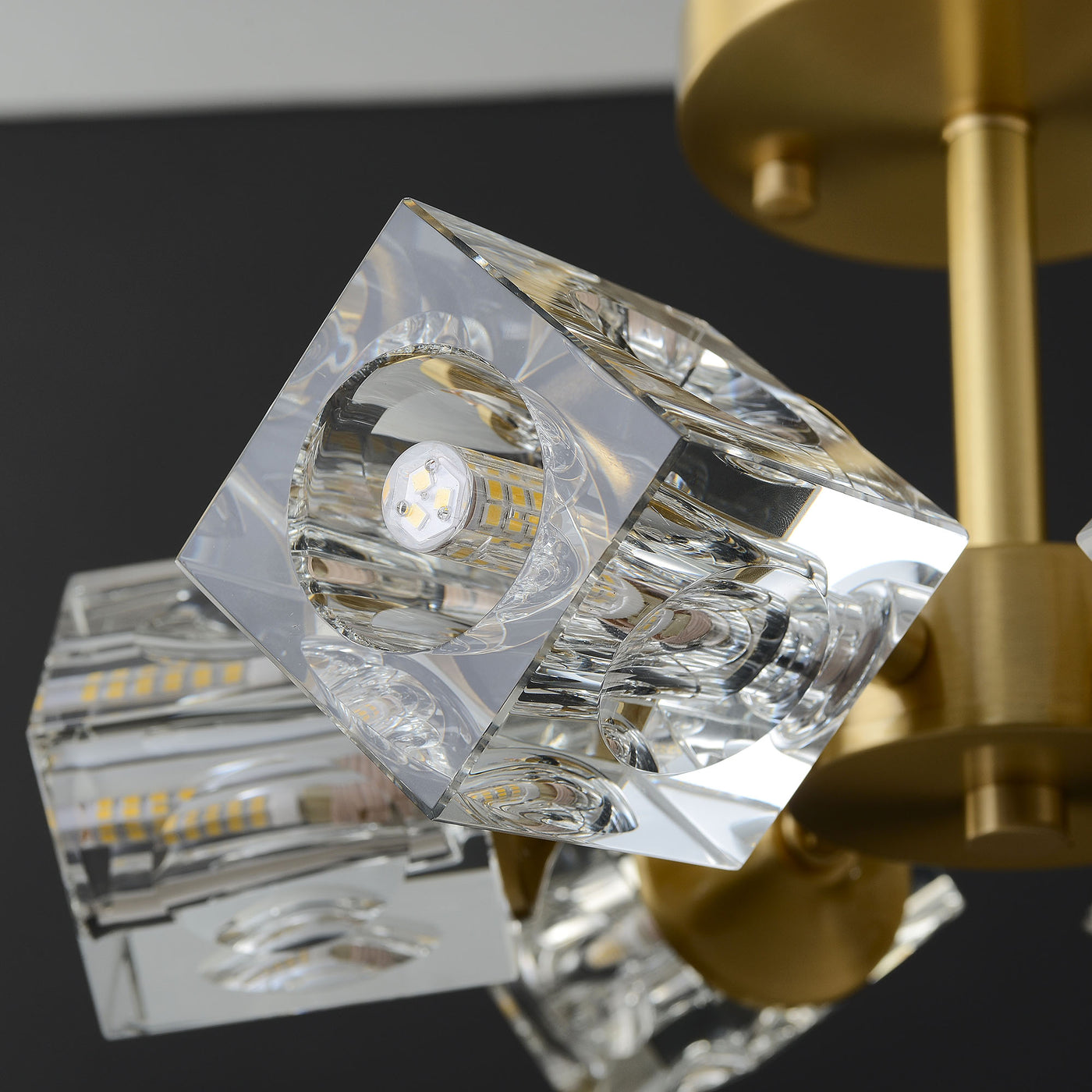 6-Lights Crystal Square Round Chandelier