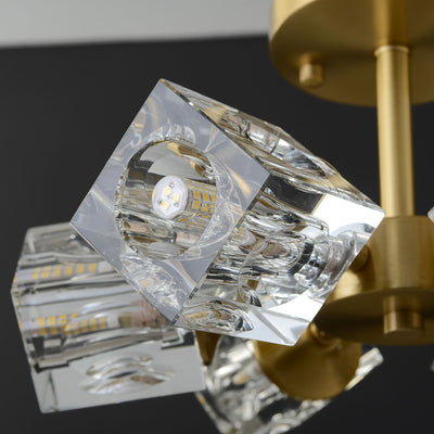 6-Lights Crystal Square Round Chandelier