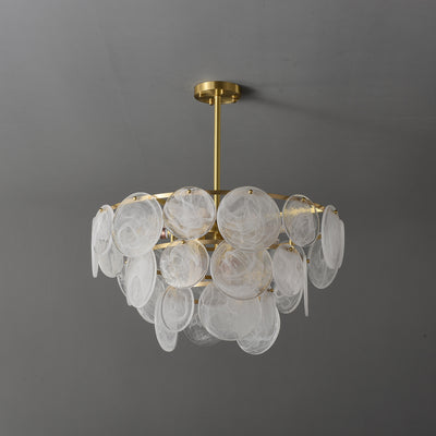 White circle Round Two-Tier Chandelier