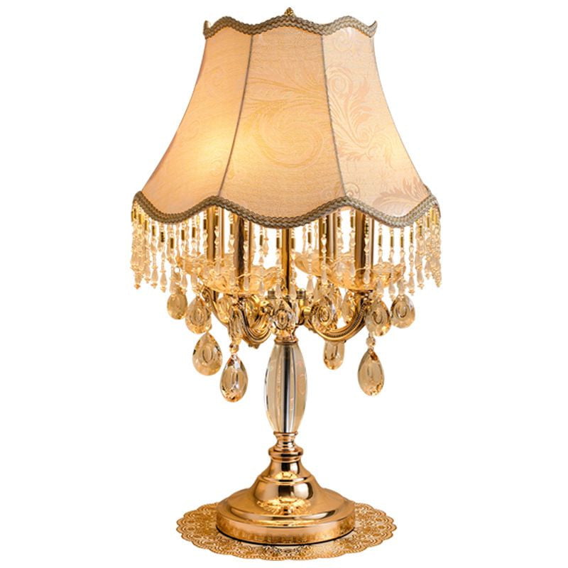 Printed fabric gold table lamp