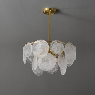 White circle Round Two-Tier Chandelier