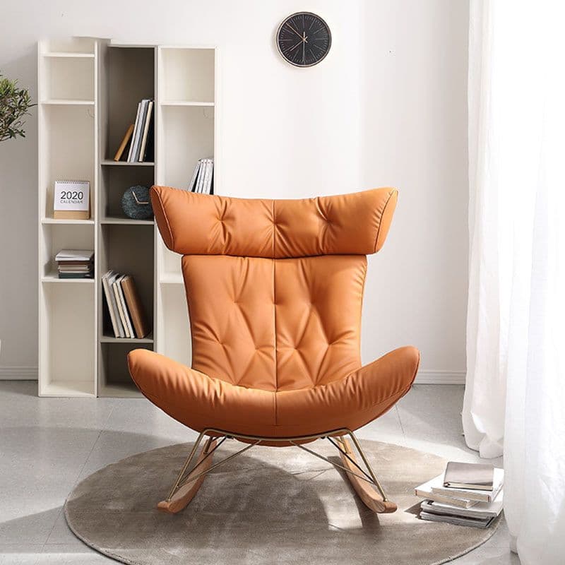 Cowhide leather single sofa rocking chair