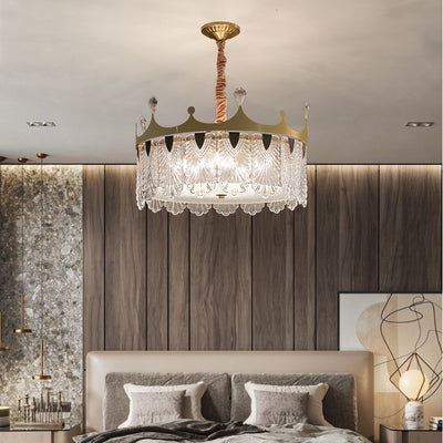 Creative crown Handmade Glass Round Chandelier
