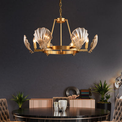 6 Lights Shell Mordern style Round crystal Glass Chandelier