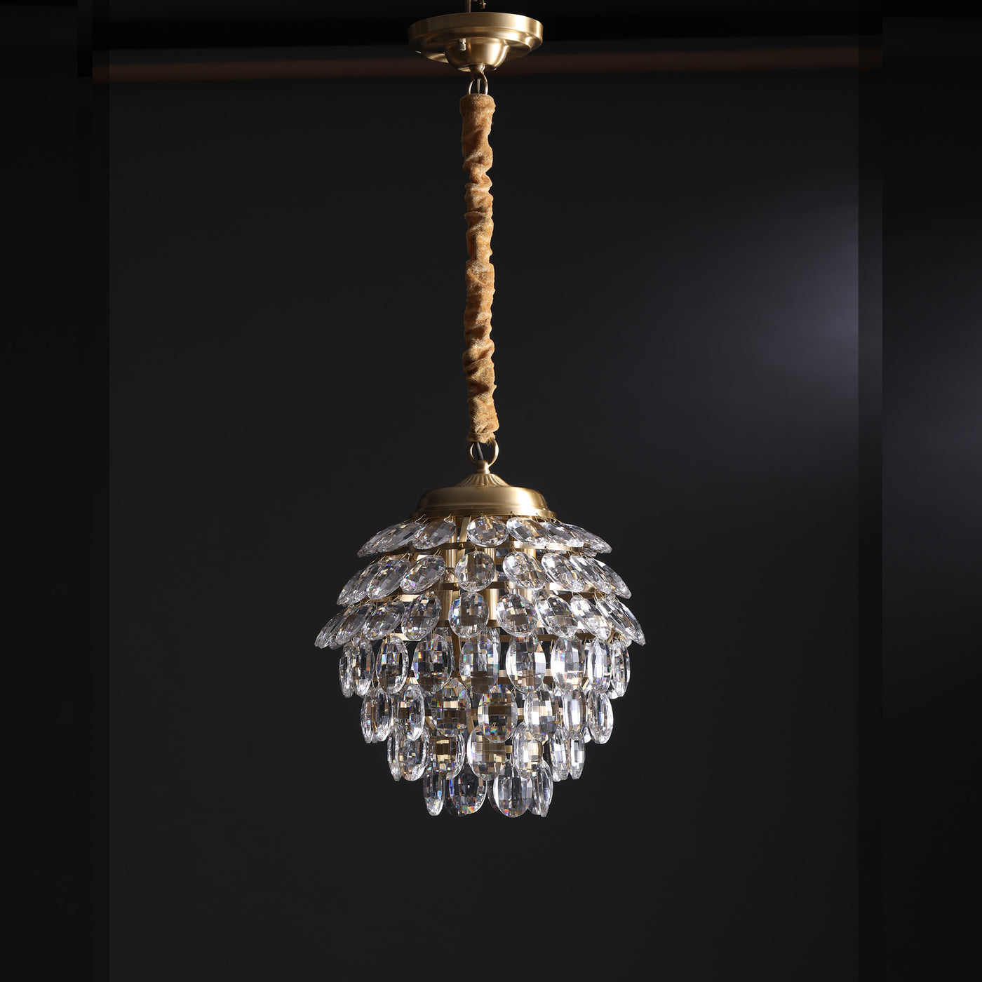 Pine cone shaped crystal chandelier