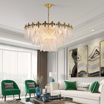 Transparent Glass Three-tier Chandelier
