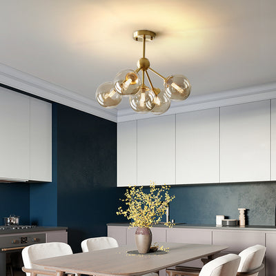 Amber Ball Gold Chandelier