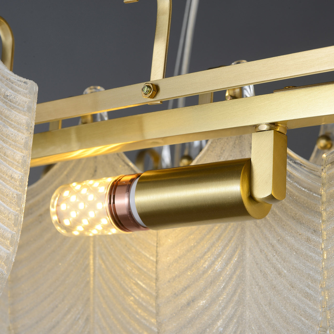 White Leaf rectangular chandelier