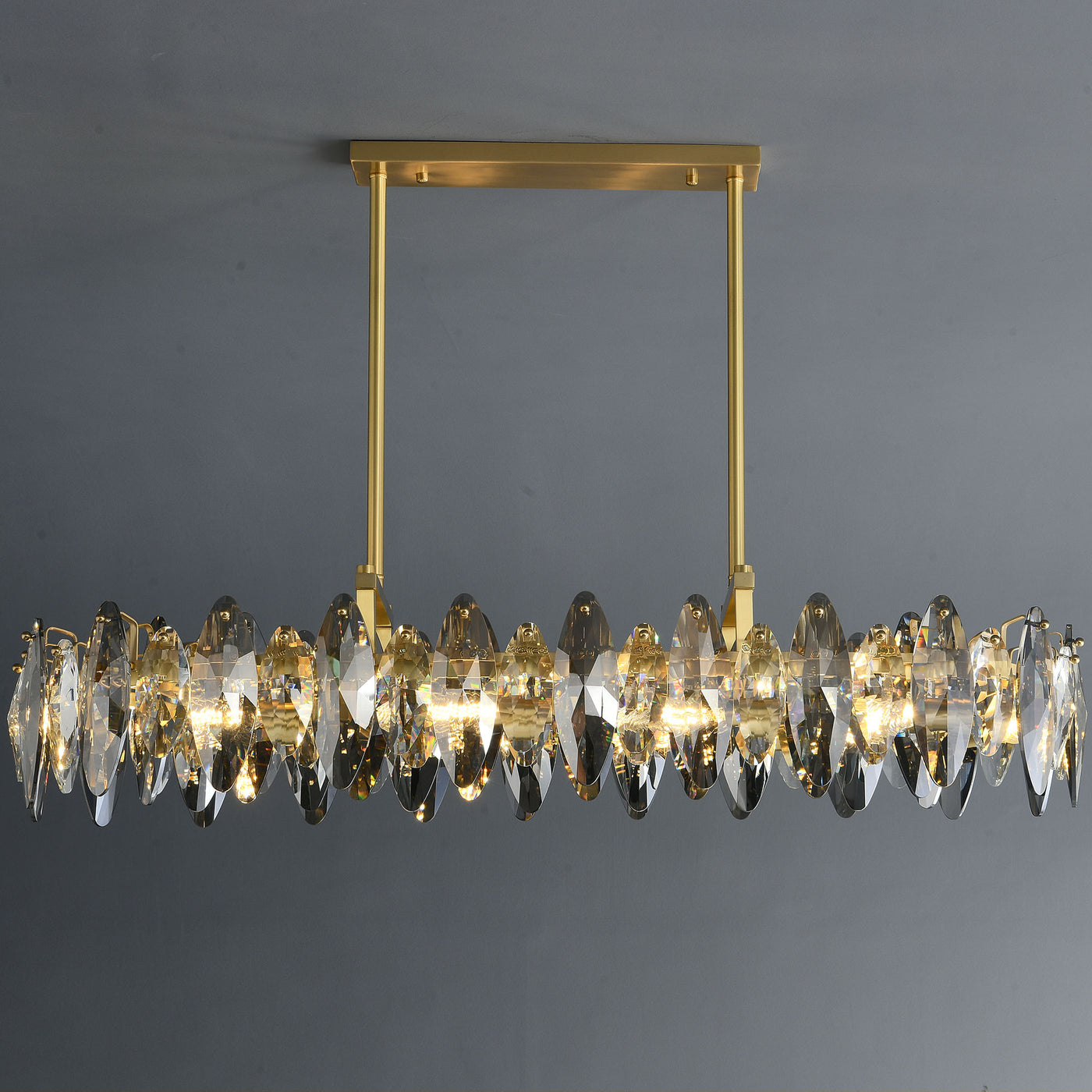 Industrial style crystal long chandelier