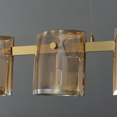 Modern Linear Smoke grey Rectangle chandelier L56"