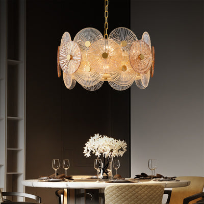 Round Transparent Wheel Brass Chandelier