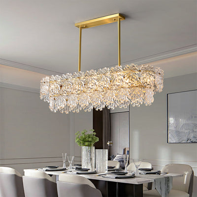 Postmodern luxury and full copper Snow glass rectangular chandelier