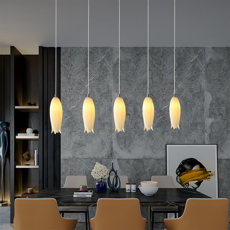 White Bud Line Modern Chandelier