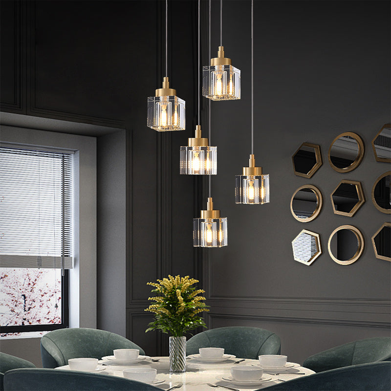 3 Lights Cube Crystal Chandelier