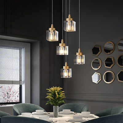 3 Lights Cube Crystal Chandelier