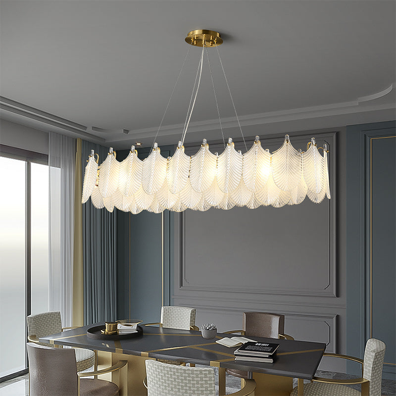 White Leaf rectangular chandelier