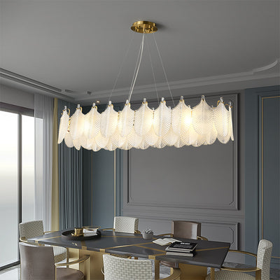 White Leaf rectangular chandelier