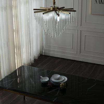 Modern linear brass chandelier