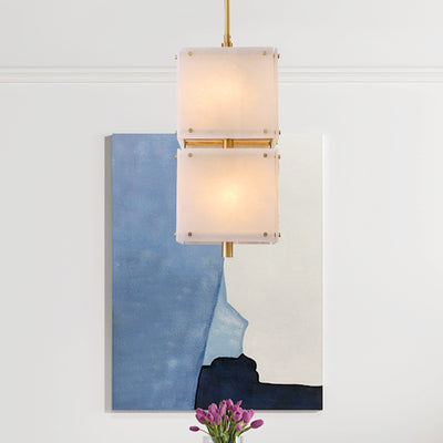 Square marble double head chandelier