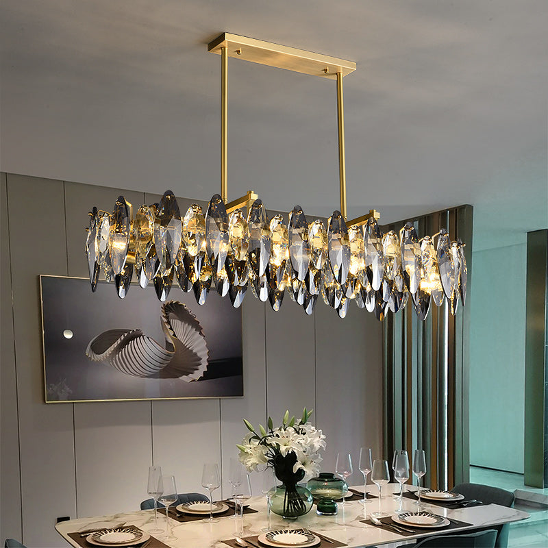 Industrial style crystal long chandelier