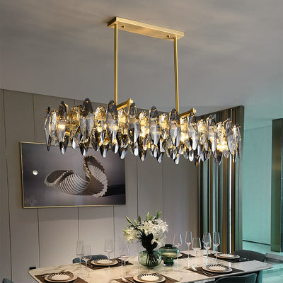 Industrial style crystal long chandelier