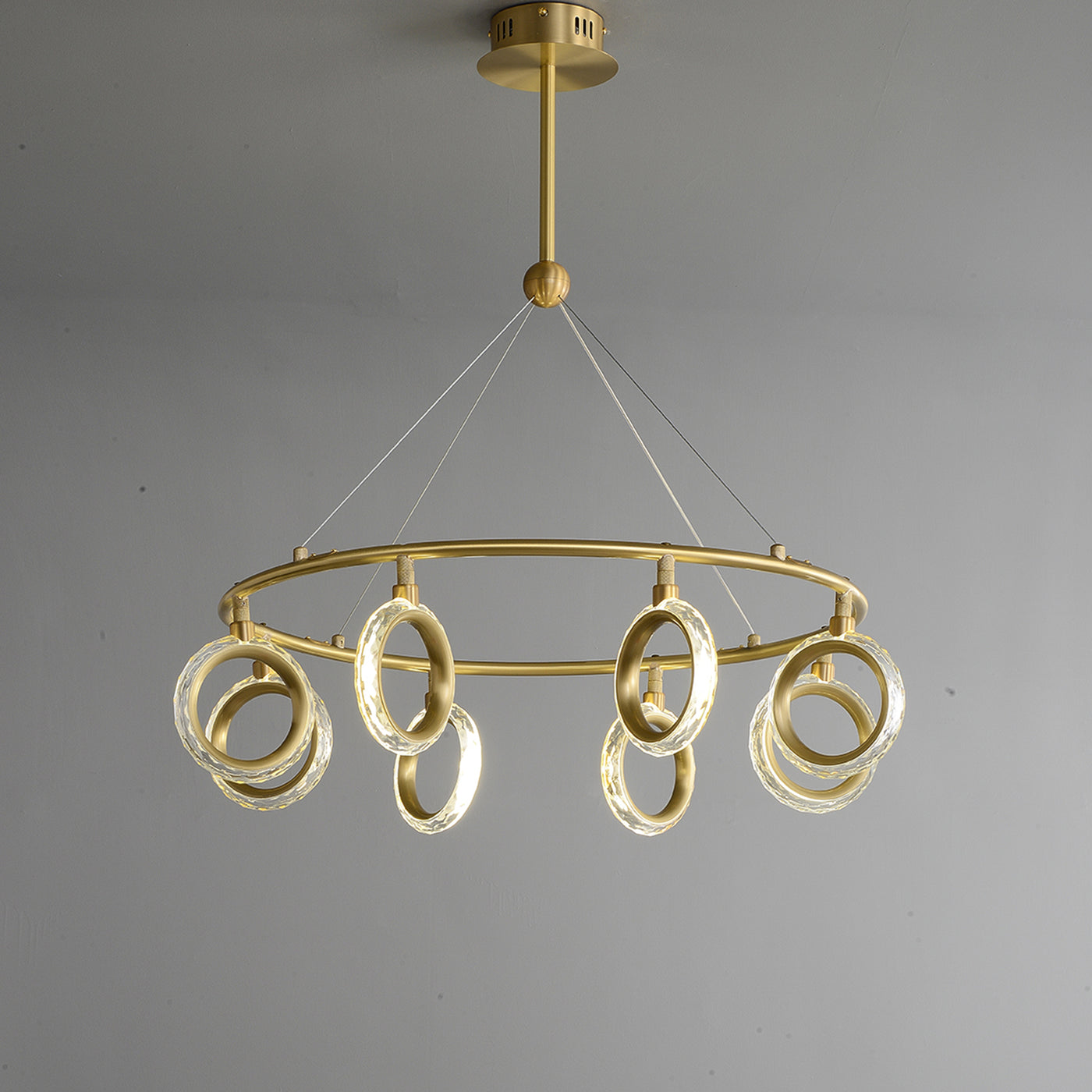 Creative brass ring chandelier