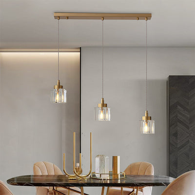Line Cube Crystal Chandelier