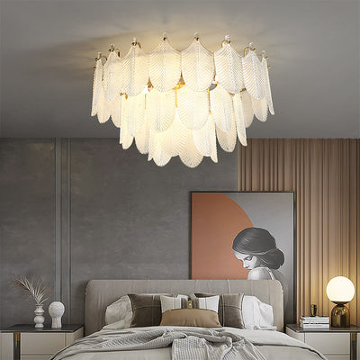 Postmodern luxury White Leaf ceiling lamp