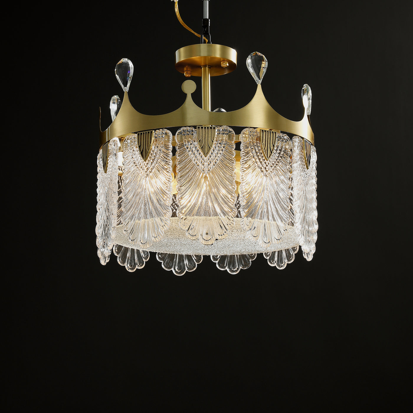 Creative crown Handmade Glass Round Chandelier
