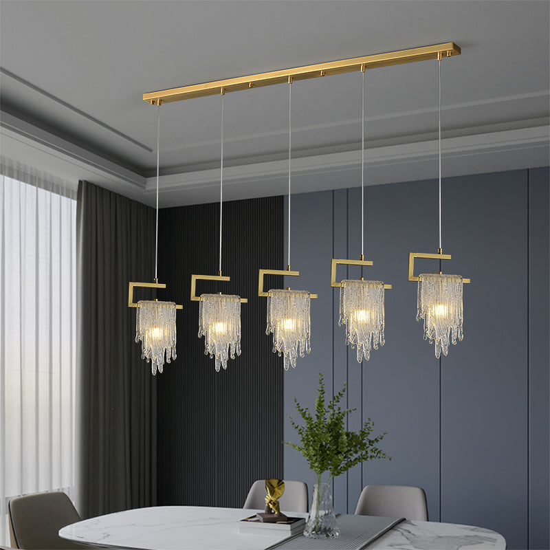 Classic Golden Ice cube line chandelier