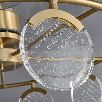 Multi Bubble Round Brass Ceiling Fan