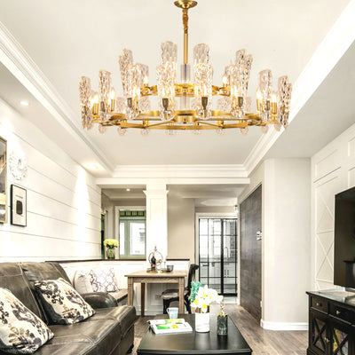 Water pattern glass double layer gold chandelier