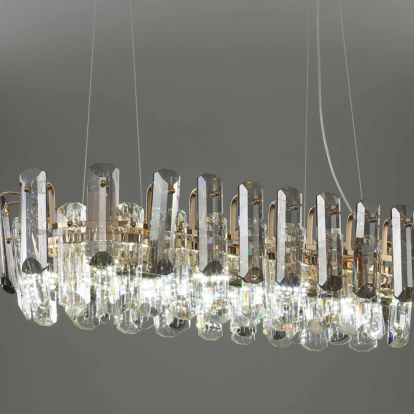 Light luxury crystal long chandelier