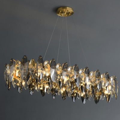 Industrial style crystal long chandelier