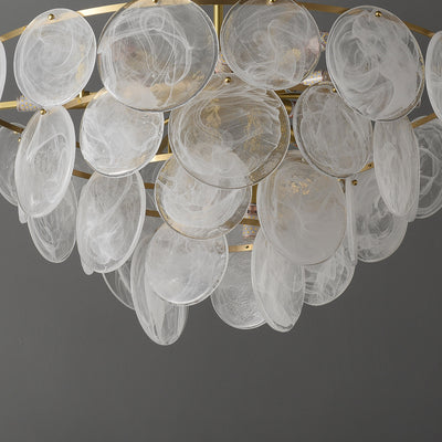 White circle Round Two-Tier Chandelier
