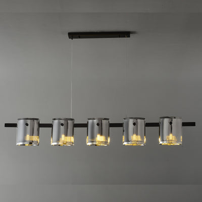 Modern Linear Smoke grey Rectangle chandelier L48"