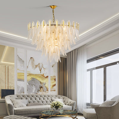 Transparent Leaves Glass Five-tier Chandelier