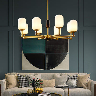 8 Lights Frosted White Ball Chandelier