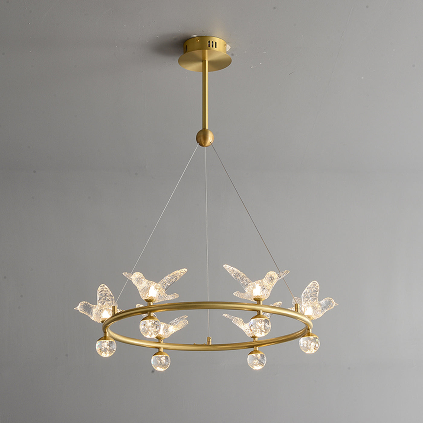 Multi birds ring chandelier